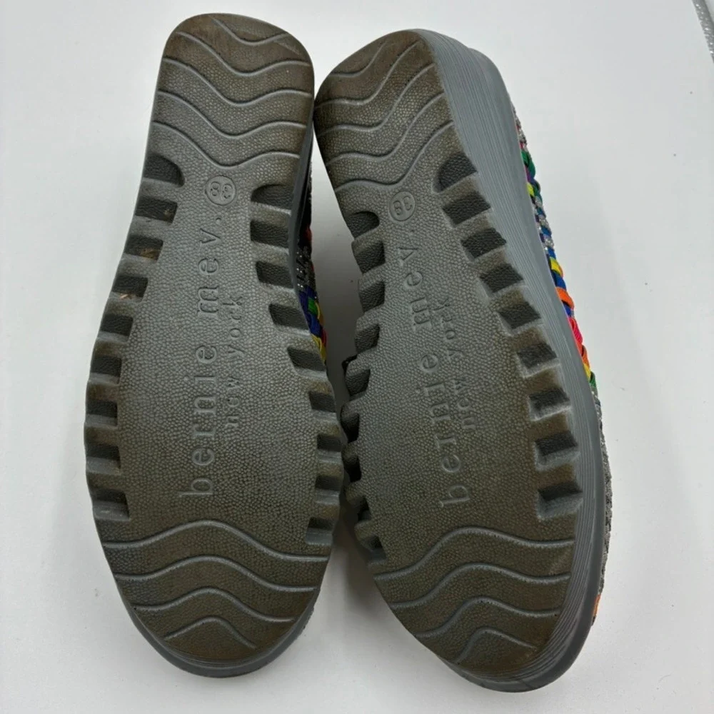 Bernie Mev Comfi Mary Jane 38/US 7 Rainbow Woven Wedge Sandals‎ Peep Toe Elastic
